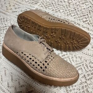 Eileen Fisher Leather Woven‎ Mesh Oxford Brown Platform Lug Sole Shoe US 7.5